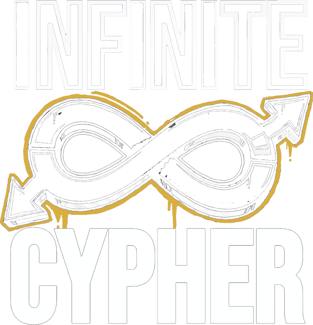 Infinite Cypher logo: the words Infinite and Cypher stacked around a gold infinity symbol drawn as two looping arrows.
